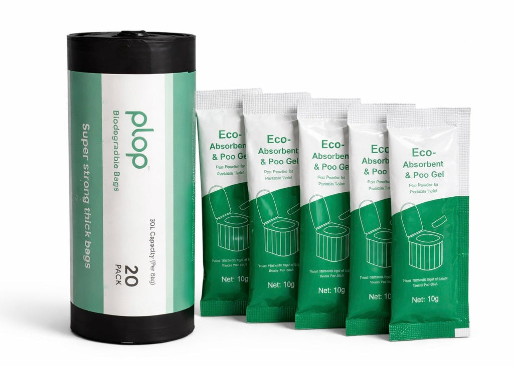 plopeco biodegradable toilet bags and eco toilet powder gel