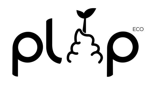Black logo of 'plop' with a stylized plant and 'ECO' text on a white background
